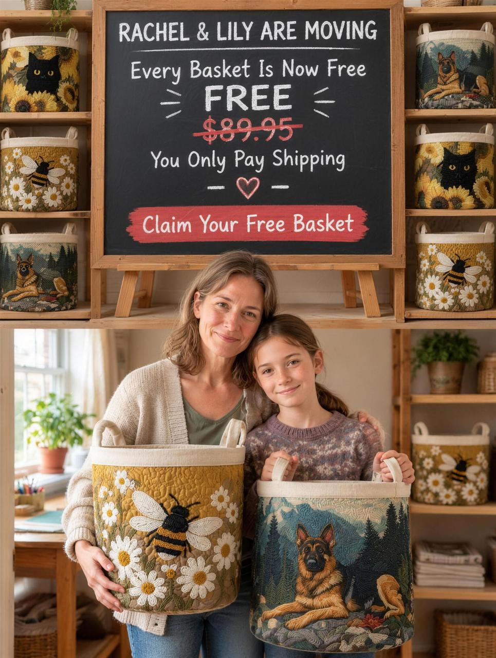 Hand-quilted baskets