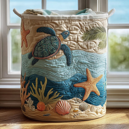 Quilted Laundry Basket - Coastal Harmony