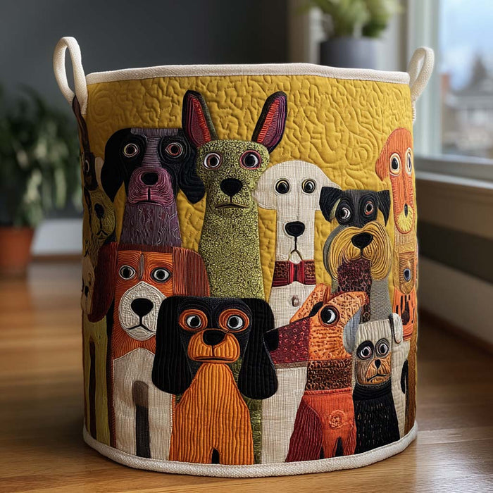 Quilted Laundry Basket - Fantasy Dogs