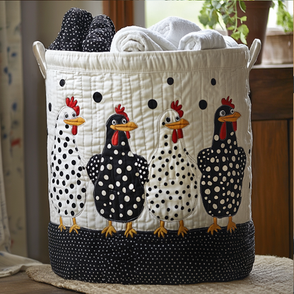 Quilted Laundry Basket - Polka Dots