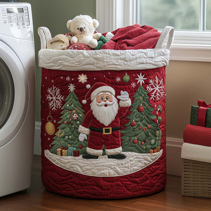 Quilted Laundry Basket - Santa's Joy