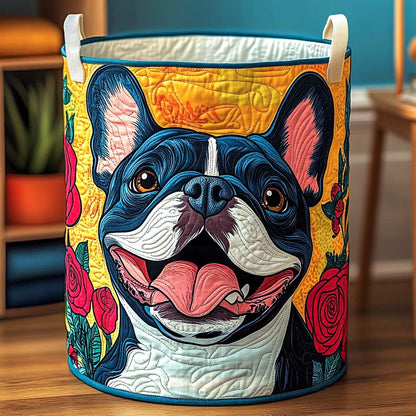 Quilted Laundry Basket - Smiling French Bulldog