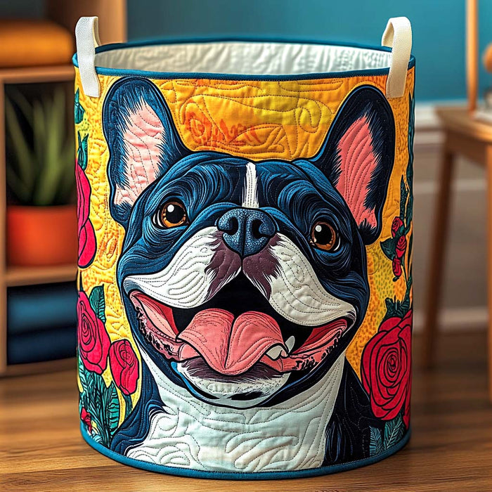 Quilted Laundry Basket - Smiling French Bulldog
