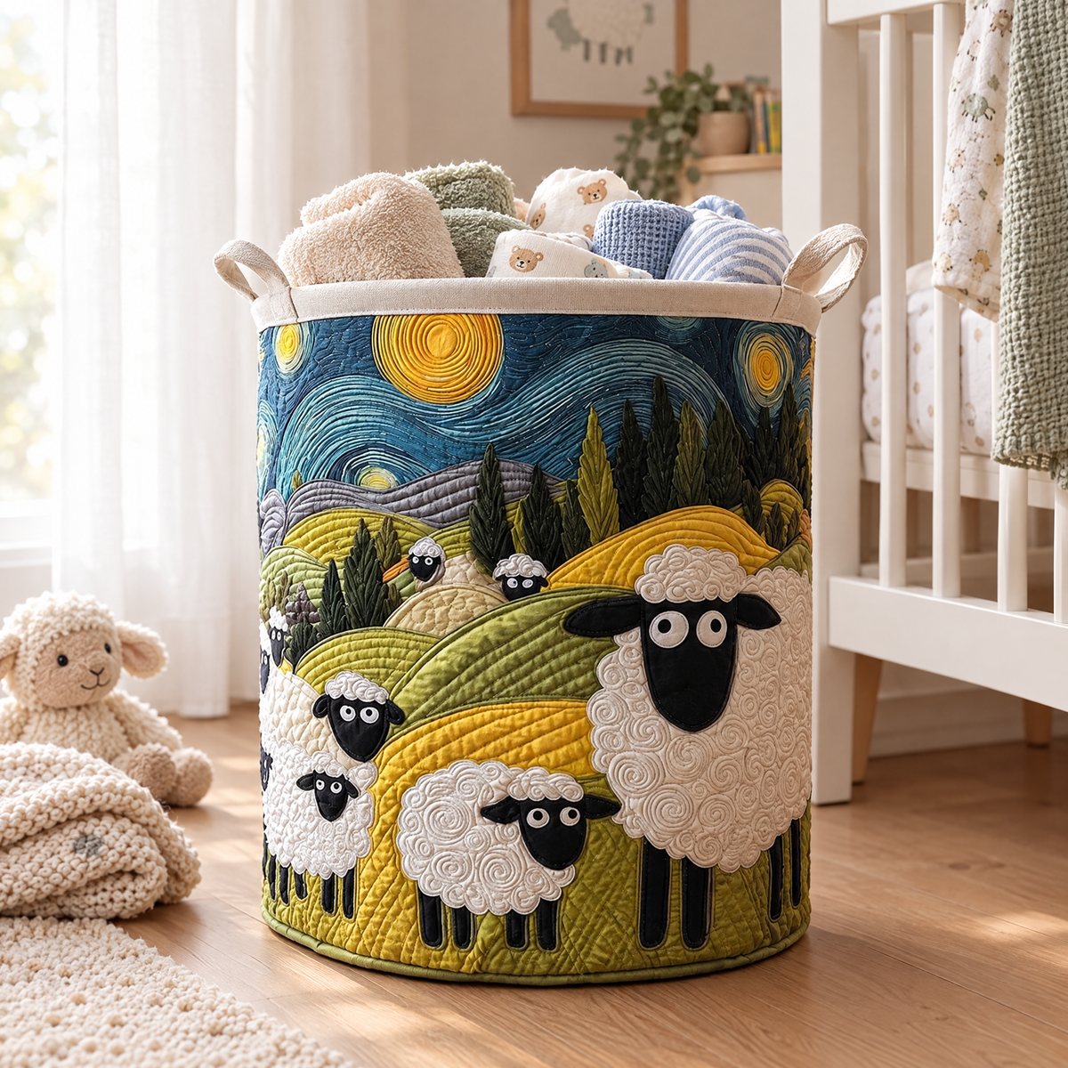 Quilted Laundry Basket - Lamb Meadow