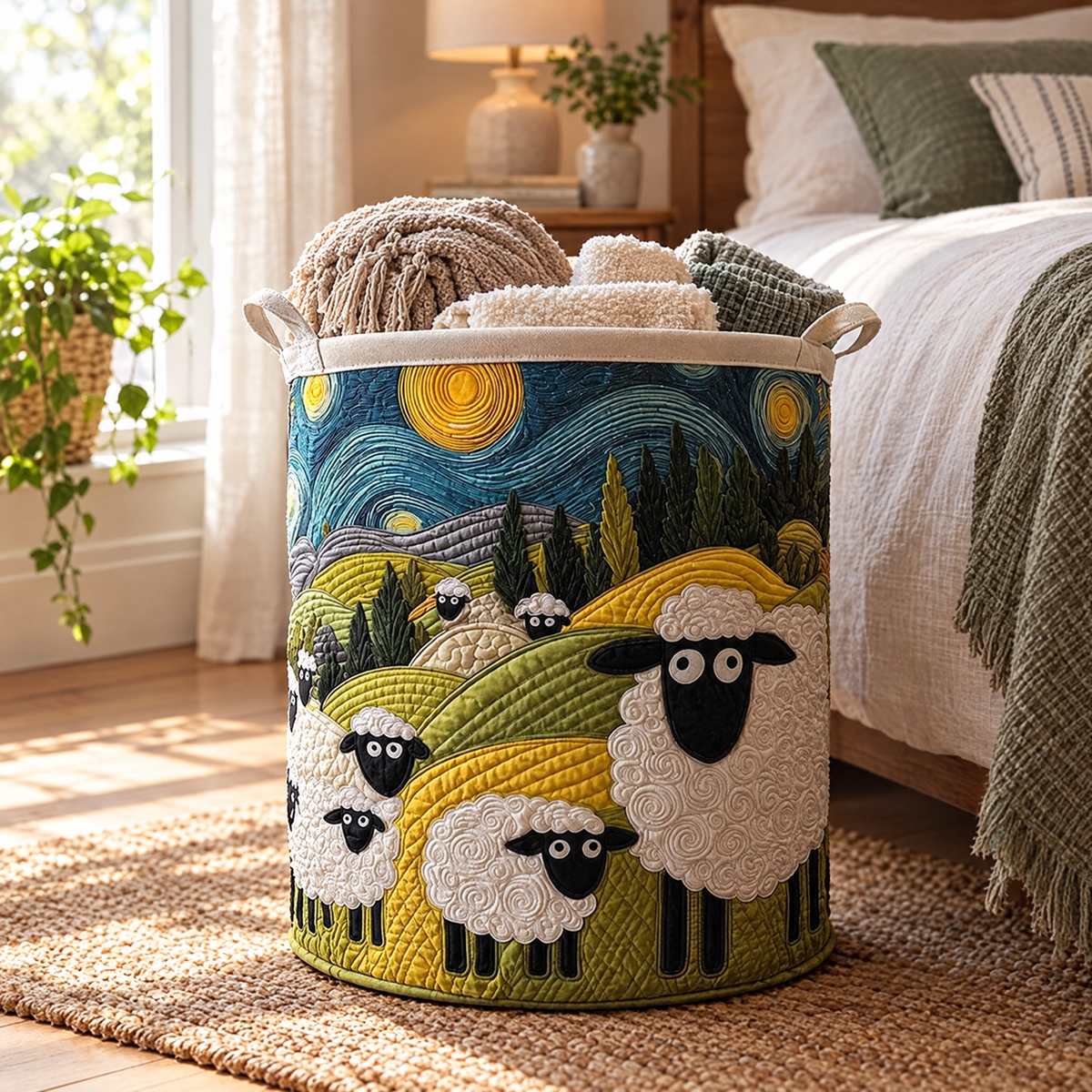 Quilted Laundry Basket - Lamb Meadow