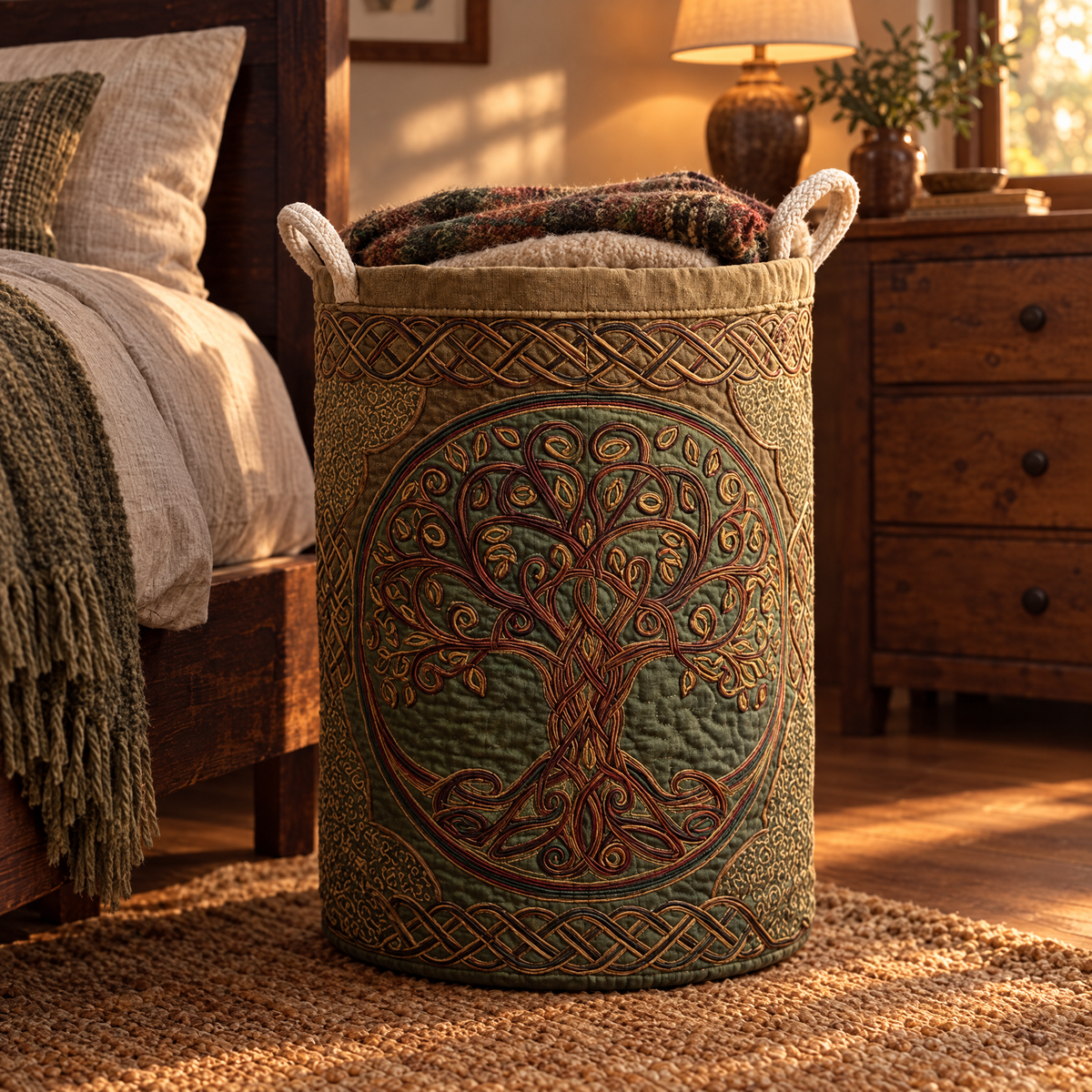 Quilted Laundry Basket - Golden Roots