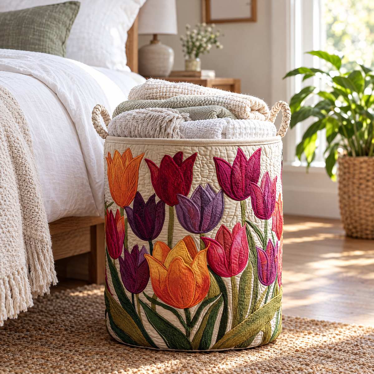 Quilted Laundry Basket - Tulip Joy