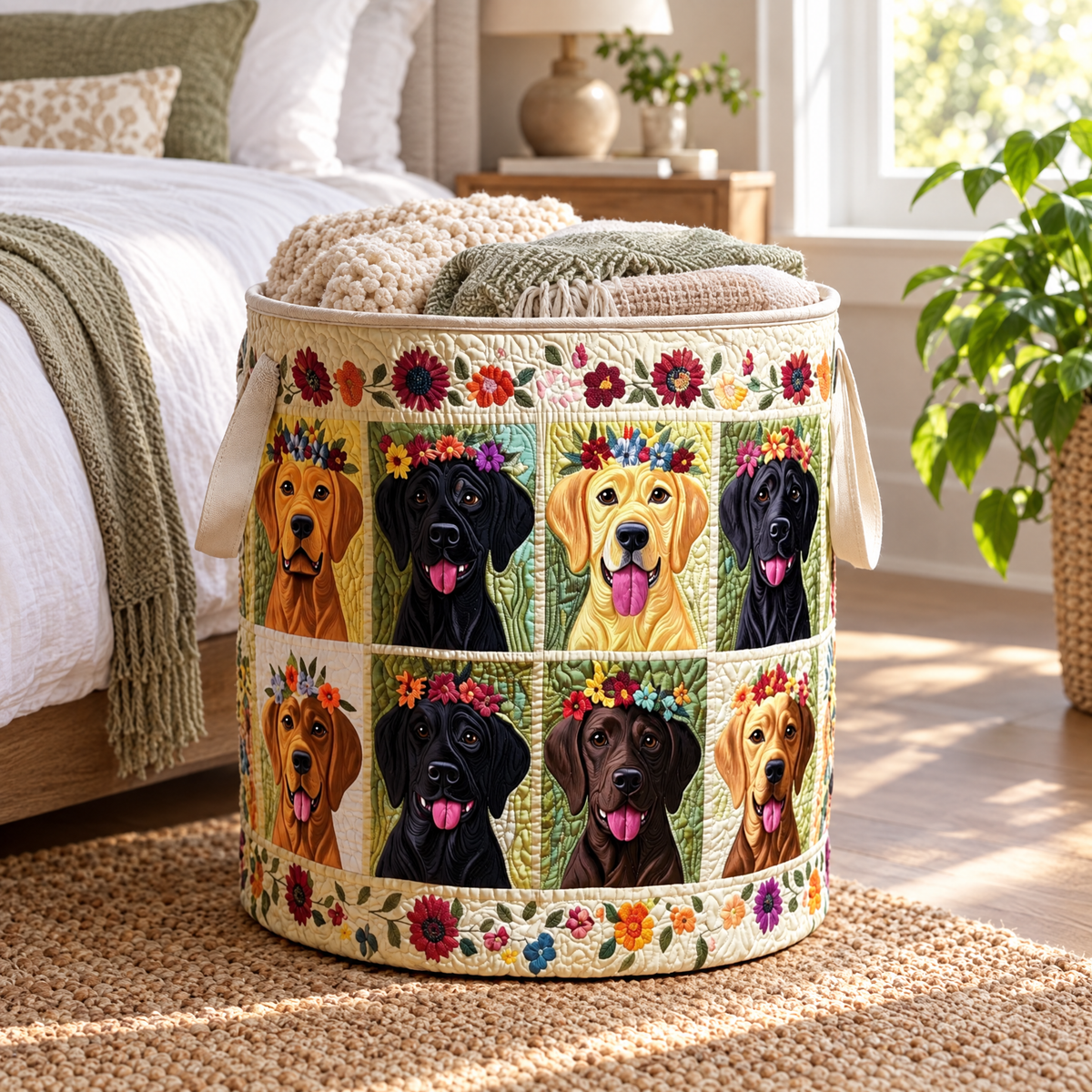 Quilted Laundry Basket - Labrador