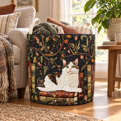 Quilted Laundry Basket - Mystical Cat