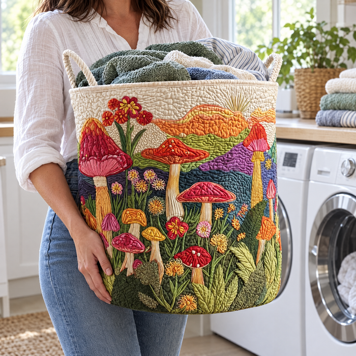 Quilted Laundry Basket - Garden at Dawn
