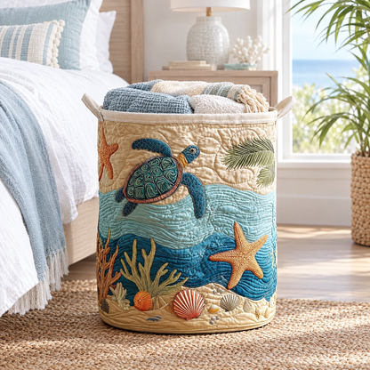 Quilted Laundry Basket - Coastal Harmony