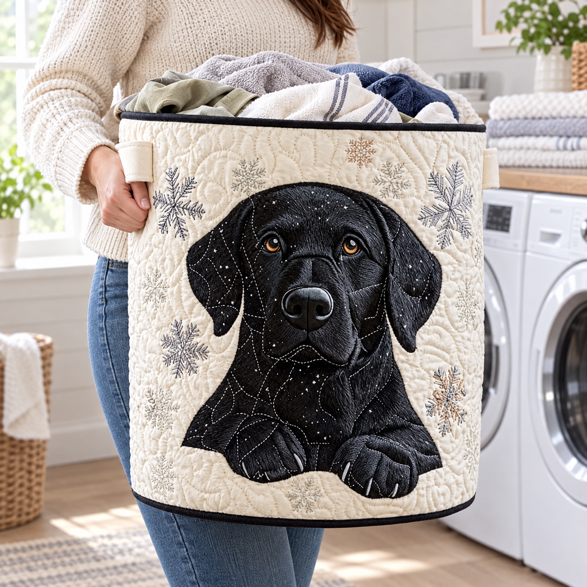Quilted Laundry Basket - Snow Friends
